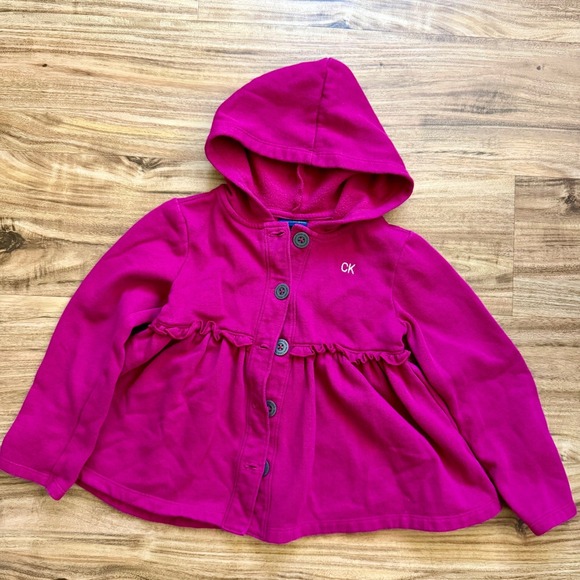 Calvin Klein Other - Calvin Klein Berry Cotton Girls Hooded Sweater, coat Size 6, ruffled